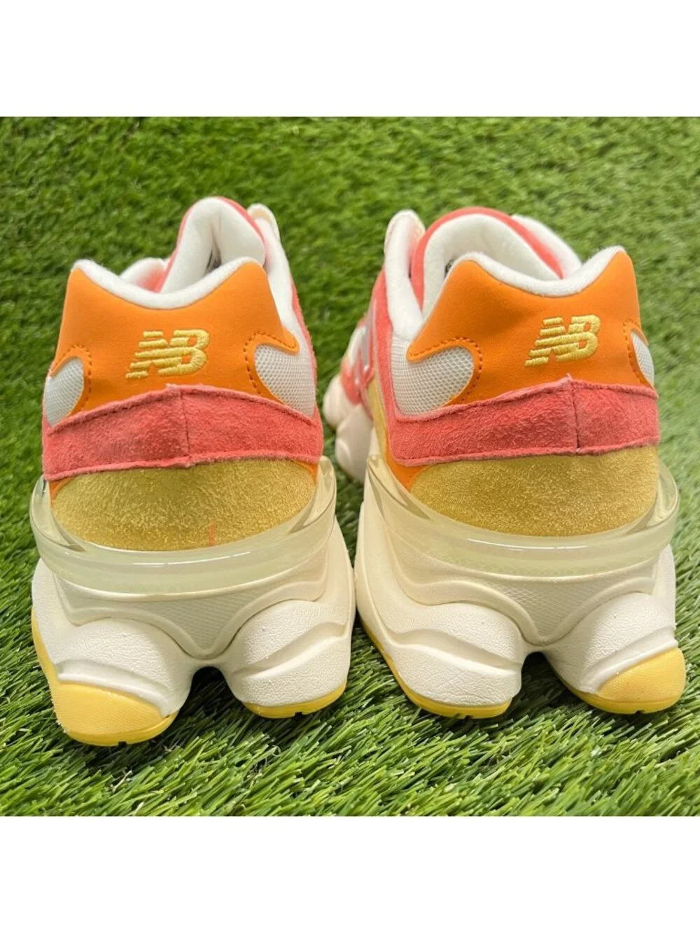 New Balance 9060 Fluorescent Mens Size 9.5 White Orange Running Shoes Sneakers